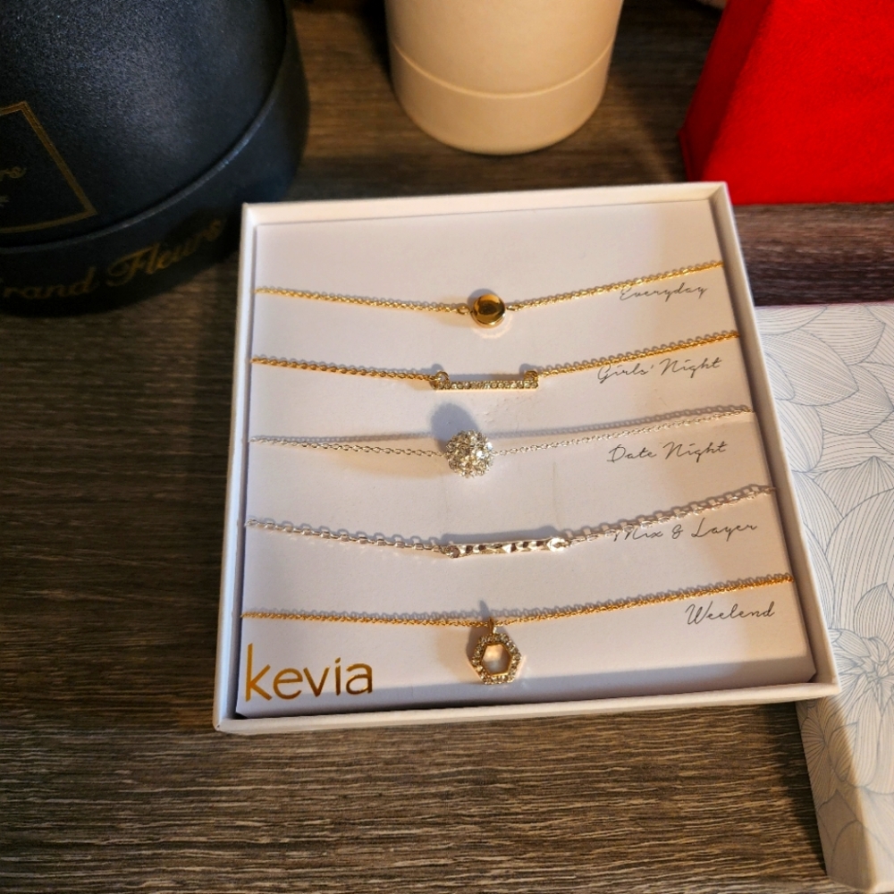 Silver gold 5 PC necklace set